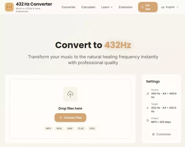 432convert.com online 432 Hz audio converter