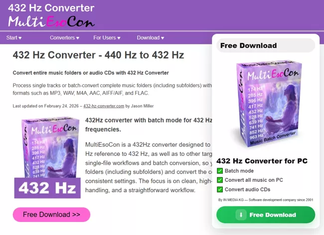 432-hz-converter.com 432 Hz converter software and online tool